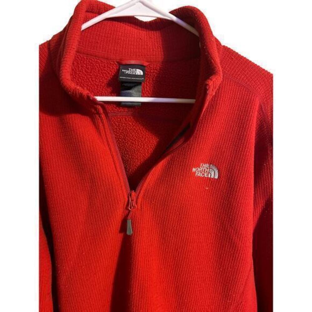The North Face Pullover Men's Red 1/4 zip Fleece Hiking Waffle Knit SZ Xl/tg‎